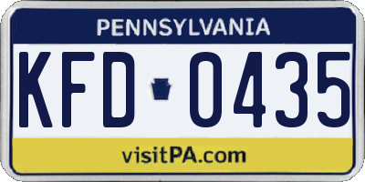 PA license plate KFD0435