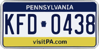 PA license plate KFD0438