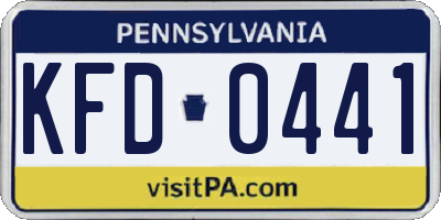 PA license plate KFD0441