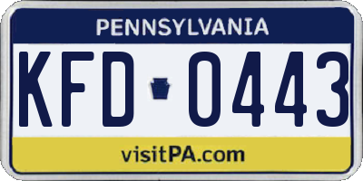 PA license plate KFD0443