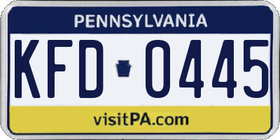 PA license plate KFD0445