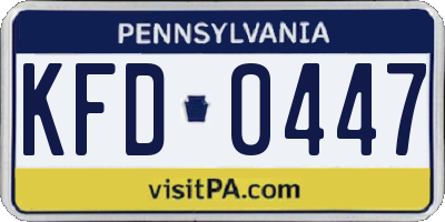 PA license plate KFD0447
