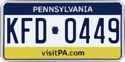PA license plate KFD0449