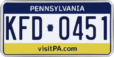 PA license plate KFD0451