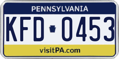 PA license plate KFD0453