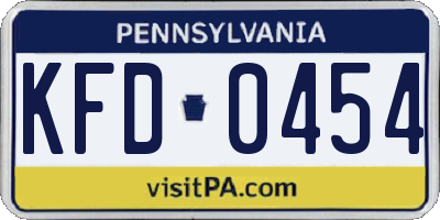 PA license plate KFD0454