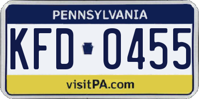 PA license plate KFD0455