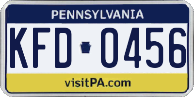 PA license plate KFD0456