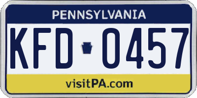 PA license plate KFD0457