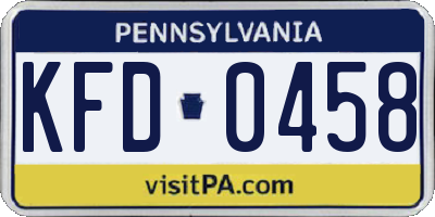 PA license plate KFD0458