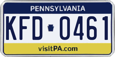 PA license plate KFD0461