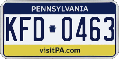 PA license plate KFD0463