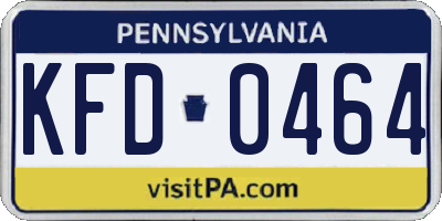 PA license plate KFD0464