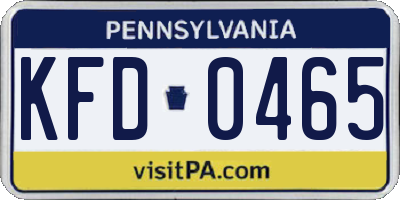 PA license plate KFD0465