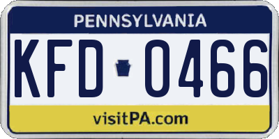 PA license plate KFD0466