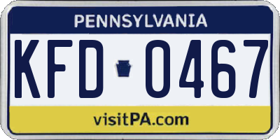 PA license plate KFD0467