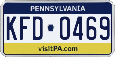 PA license plate KFD0469