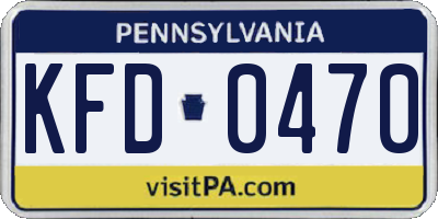 PA license plate KFD0470