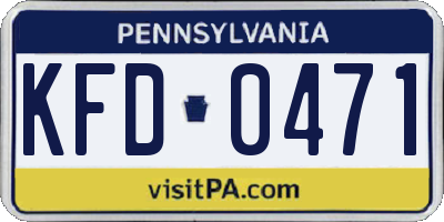 PA license plate KFD0471