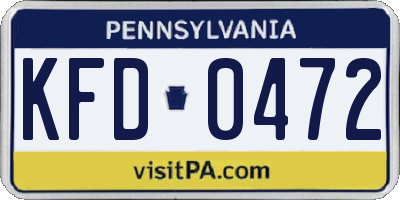 PA license plate KFD0472