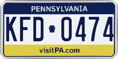 PA license plate KFD0474