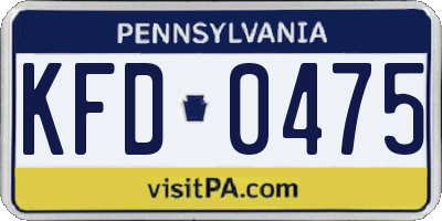PA license plate KFD0475
