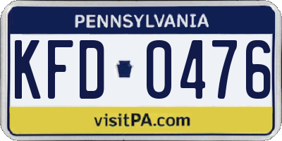 PA license plate KFD0476