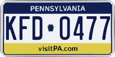 PA license plate KFD0477