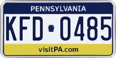 PA license plate KFD0485