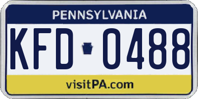 PA license plate KFD0488