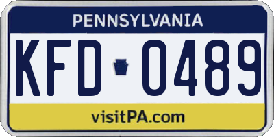 PA license plate KFD0489
