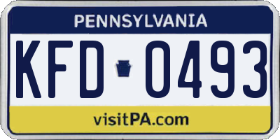 PA license plate KFD0493