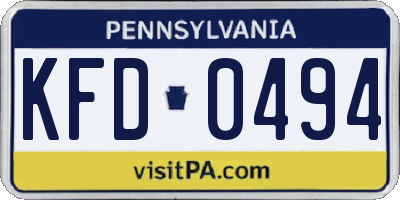 PA license plate KFD0494