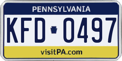 PA license plate KFD0497