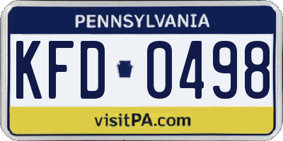 PA license plate KFD0498