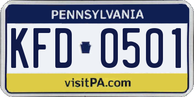 PA license plate KFD0501