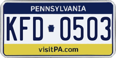 PA license plate KFD0503