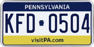 PA license plate KFD0504