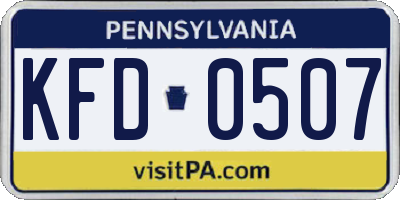 PA license plate KFD0507