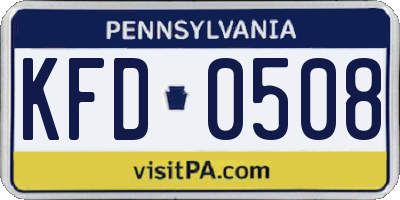 PA license plate KFD0508