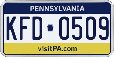 PA license plate KFD0509