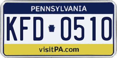 PA license plate KFD0510