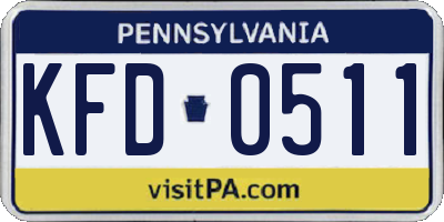 PA license plate KFD0511