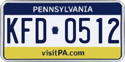 PA license plate KFD0512
