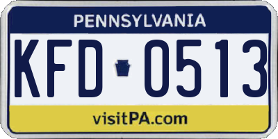 PA license plate KFD0513