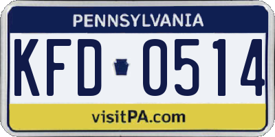 PA license plate KFD0514