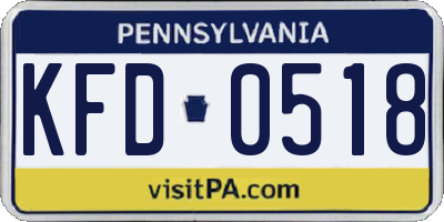 PA license plate KFD0518