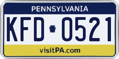 PA license plate KFD0521