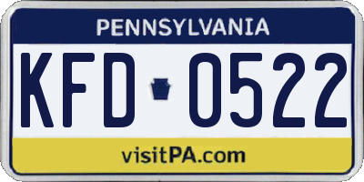 PA license plate KFD0522