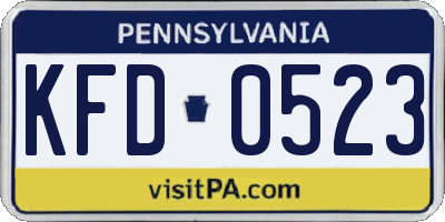 PA license plate KFD0523